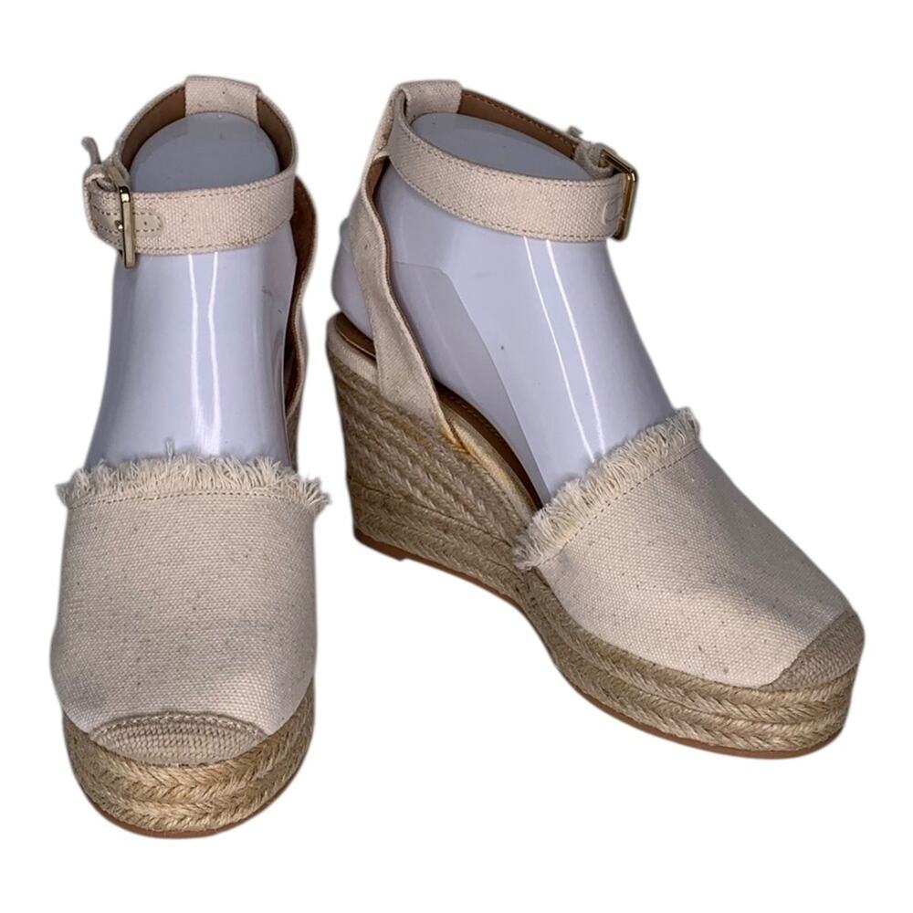 H&M NWT Cream Wedges Ankle Straps Shoes Size 5.5